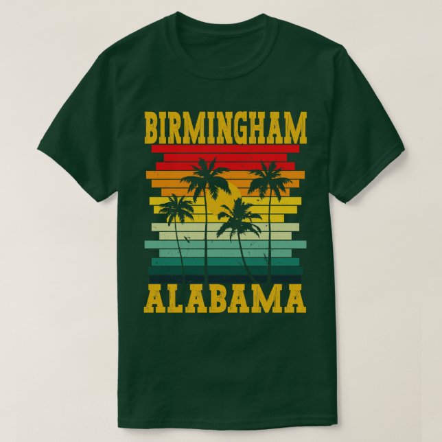Camiseta Retro Birmingham Alabama AL Tropical Summer Palm T (Frente do Design)