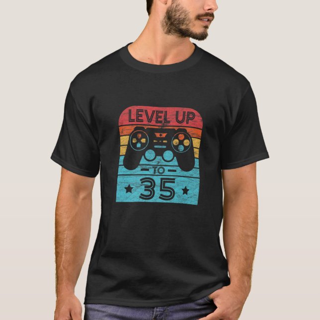 Camiseta Retro Birthday Video Game 35 Years Old Gamer Level (Frente)
