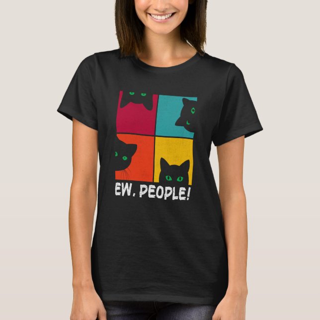 Camiseta Retro Black Ca Ew People Meowy Cat (Frente)