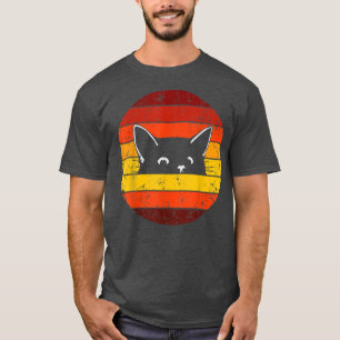 Camiseta Retro Black Cat Halloween Figurume Mulheres Homens