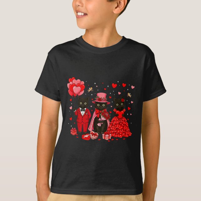 Camiseta Retro Black Cat Meowentine's Day Heart Valentines  (Frente)