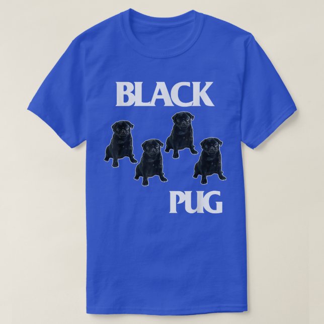 Camiseta Retro Black Pugs Funny Music and Dogs Flags Lovers (Frente do Design)