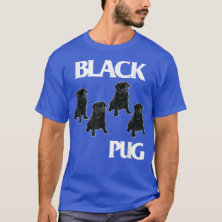 Camiseta Retro Black Pugs Funny Music and Dogs Flags Lovers
