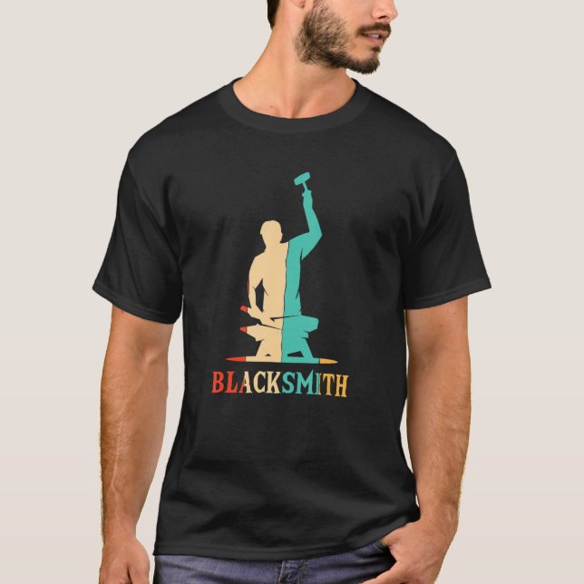 Camiseta Retro Blacksmith Hobby Legend Forging Anvil Blacks (Frente)