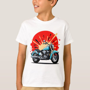 Camiseta Retro Blue Cruiser – Moto Estilo Pop Art