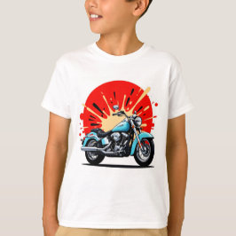 Camiseta Retro Blue Cruiser – Pop‑Art Motorcycle T-Shirt