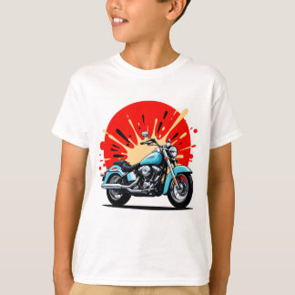 Camiseta Retro Blue Cruiser – Pop‑Art Motorcycle T-Shirt