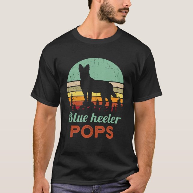 Camiseta Retro Blue Heeler Pops 70s Father Australian Cattl (Frente)