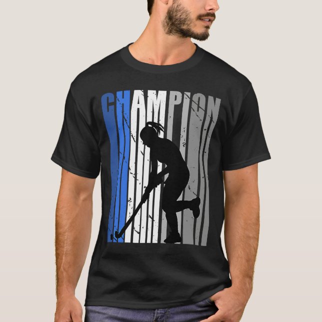 Camiseta Retro Blue Hockey Champion Birthday Retro Cute Coo (Frente)