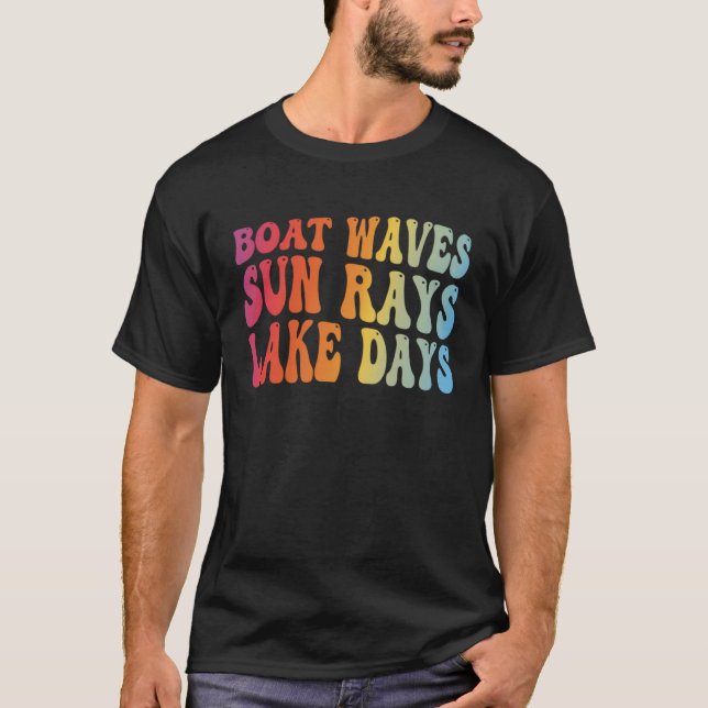 Camiseta Retro Boat Waves Sun Rays Lake Days Sailing Boat L (Frente)