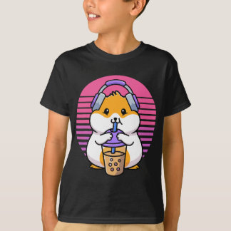 Camiseta Retro Boba E KPop Kawaii Hamster K-Pop Merchand