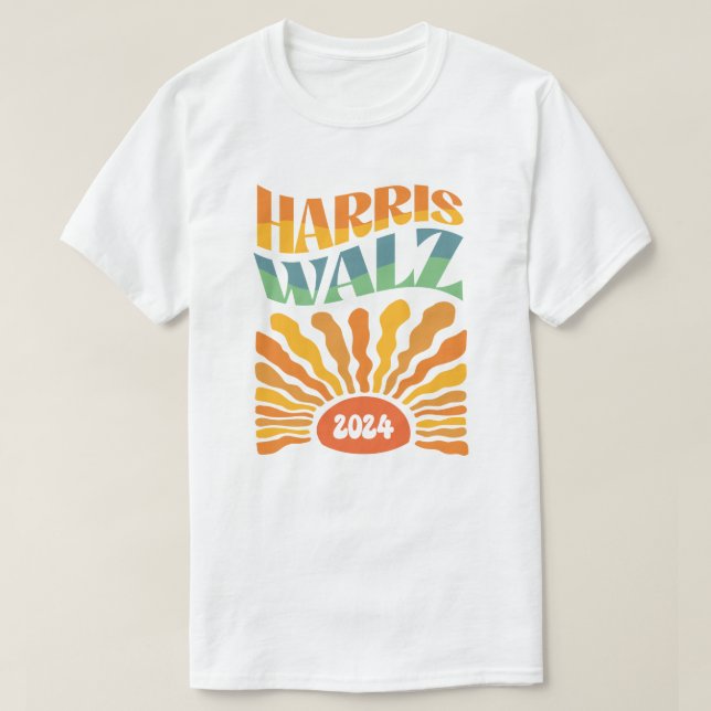 Camiseta Retro Boho Harris Walz 2024 (Frente do Design)
