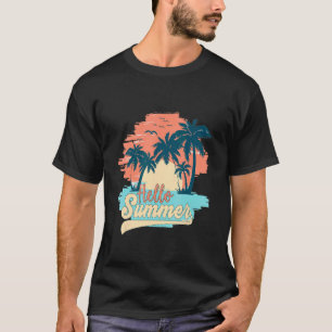 Camiseta Retro Boho Hello Summer Beach Vibes Vintage Hippie