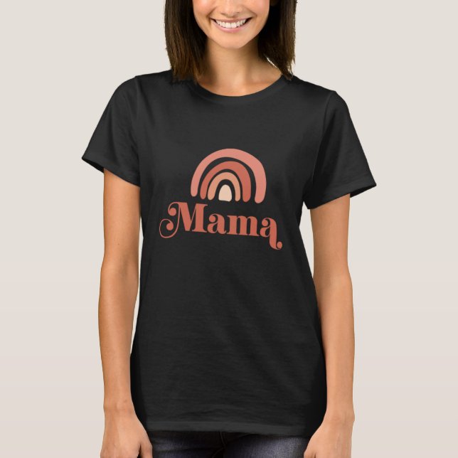 Camiseta Retro Boho Mama Rainbow Mama E Mini Matando Mãe (Frente)