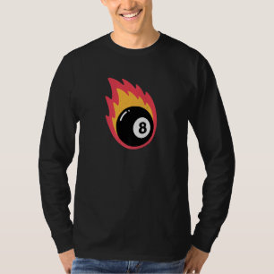 Camiseta Retro Bola 8 em Chamas de Bilhar Sinuca Tacos