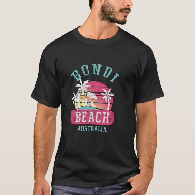 Camiseta Retro Bondi Beach Austrália Sofrendo Des Gráficas (Frente)