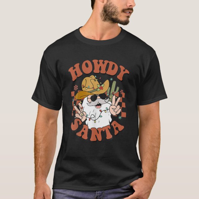 Camiseta Retro Bonito Natal Ocidental Papais noeis Engraçad (Frente)