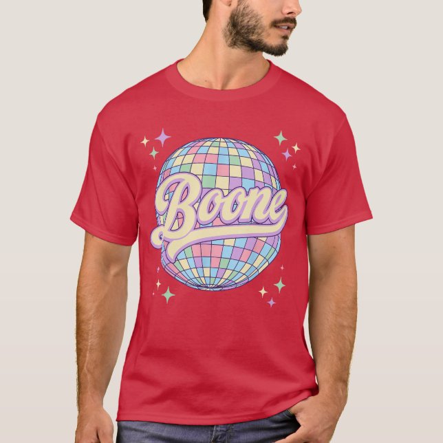 Camiseta Retro Boone First Name Personalized Disco 80s Birt (Frente)