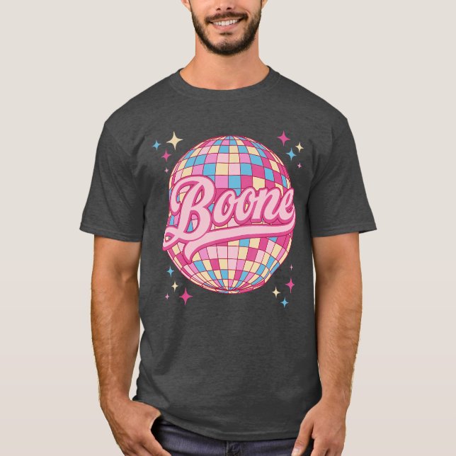 Camiseta Retro Boone First Name Personalized Disco 80s Birt (Frente)