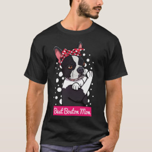 Camiseta Retro Boston Terrier Dog Mãe Cartoon