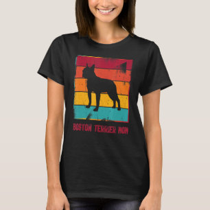 Camiseta Retro Boston Terrier Mãe Proprietária Mãe Pet Mama