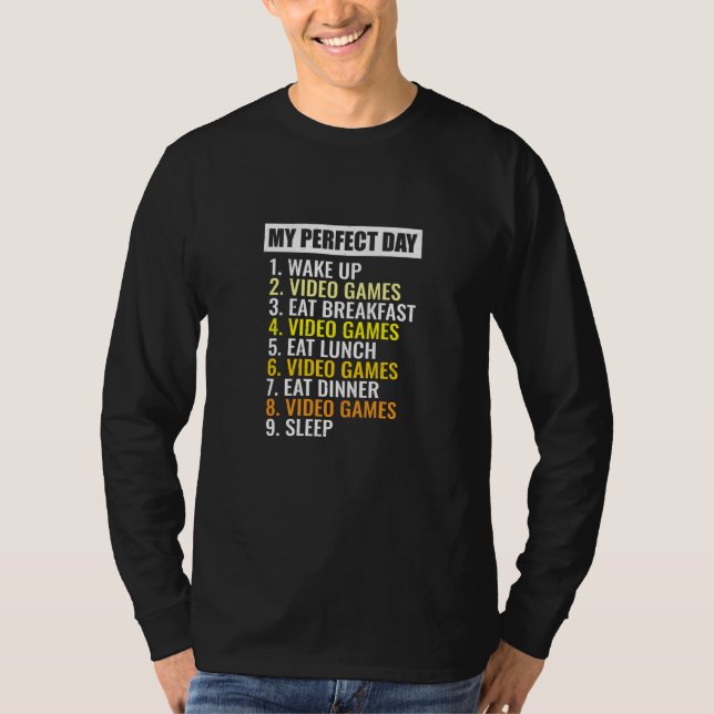 Camiseta Retro Boys Video Gamers My Perfect Day Video Games (Frente)