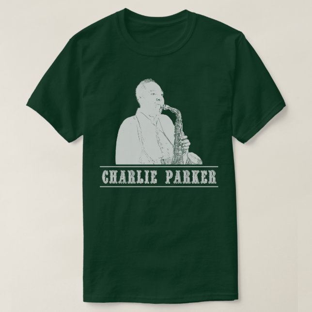 Camiseta Retro branco do Charlie Parker (Frente do Design)