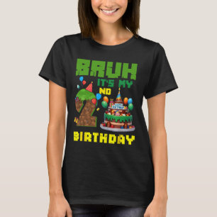 Camiseta Retro Bruh É Meu 2º Aniversário Bolo Pixel Gamer 2