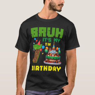 Camiseta Retro Bruh É Meu 7º Aniversário Bolo Pixel Gamer 7