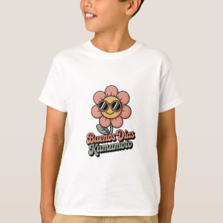 Camiseta Retro "Buenos Dias Kumamoto" Flor Groovy Anos 70
