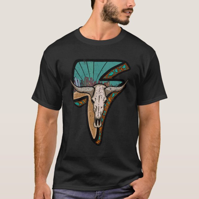 Camiseta Retro Bull Caveira Desert Bolt Western Cou (Frente)