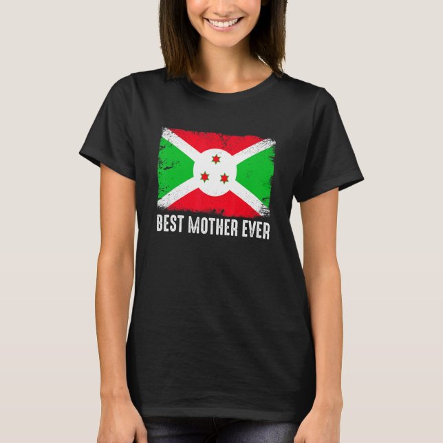 Camiseta Retro Burundi Sinalizador Melhor Mãe Dia de as mãe (Frente)