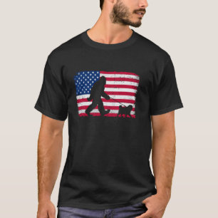 Camiseta Retro Cachorro Pug Pai 4 de Julho Bandeira America