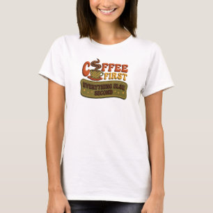 Camiseta Retro CAFÉ PRIMEIRO TUDO SEGUNDO Criativo