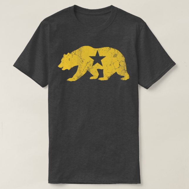 Camiseta Retro California Ouro State Bear (Frente do Design)