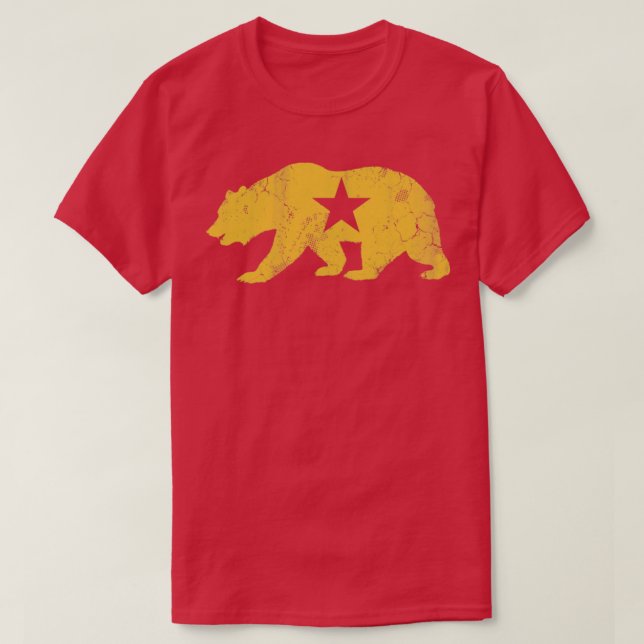 Camiseta Retro California Ouro State Bear (Frente do Design)