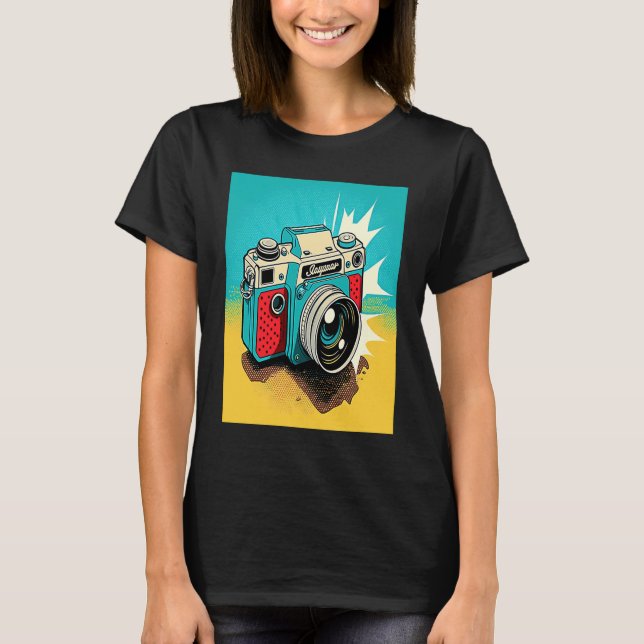Camiseta Retro Camera  Pop Style Photographer Mom  2 (Frente)