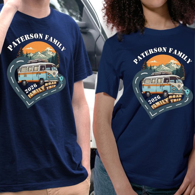 Camiseta Retro Camper Van Family Road Trip Reunion Custom (Criador carregado)
