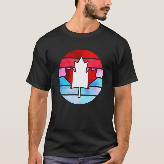 Camiseta Retro Canada Maple Leaf Happy Canada Day (Frente)