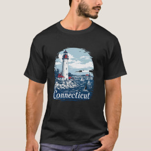Camiseta Retro Casa Estado Connecticut CT Costa Por-do-sol