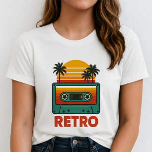 Camiseta Retro Cassete; Música de pôr do sol da mi