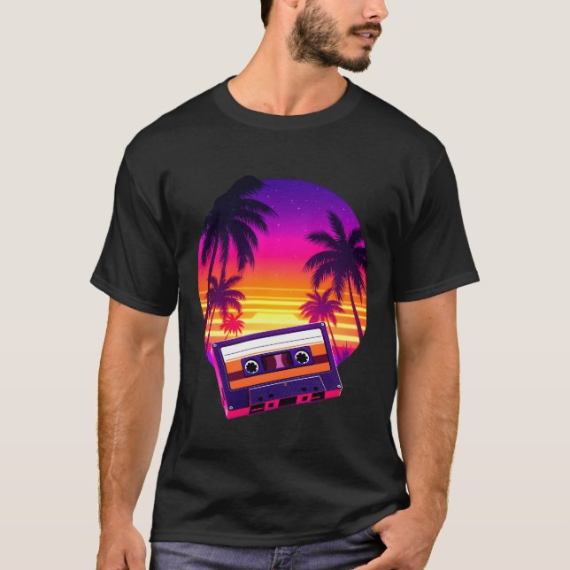 Camiseta Retro Cassette Sunset (Frente)