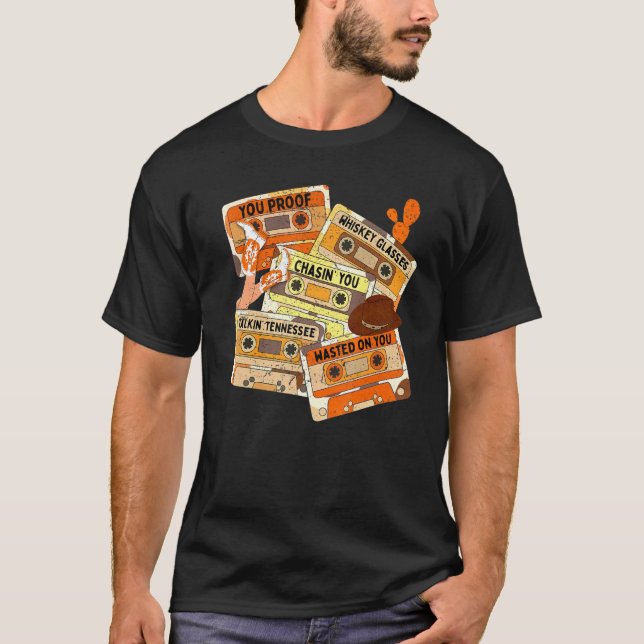 Camiseta Retro Cassette Wasted On You Proof Western Country (Frente)