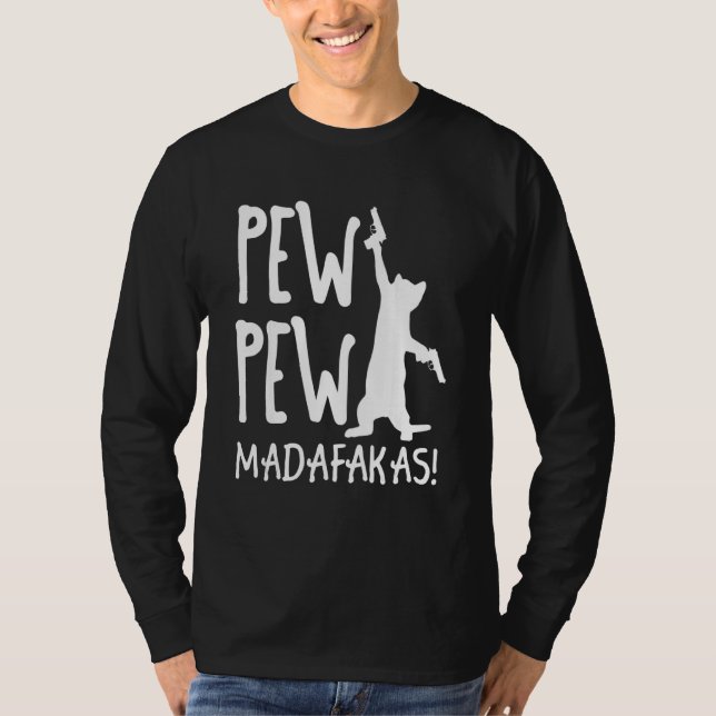 Camiseta Retro Cat Pew Pew Madafakas   Crazy Kitten Cats   (Frente)