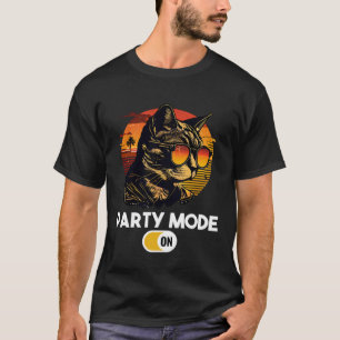 Camiseta Retro Cat Vintage Sunset 80 90 Óculos de sol Party