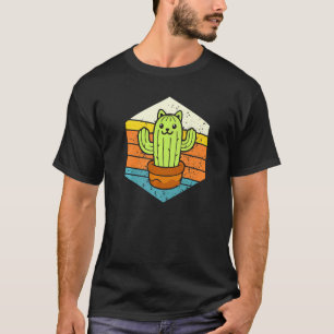 Camiseta Retro Catcus Cactus Gato Planta Para Homens Mulher
