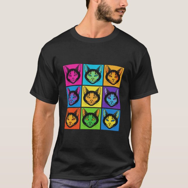 Camiseta Retro Cats pop art Andy Warhol style (Frente)