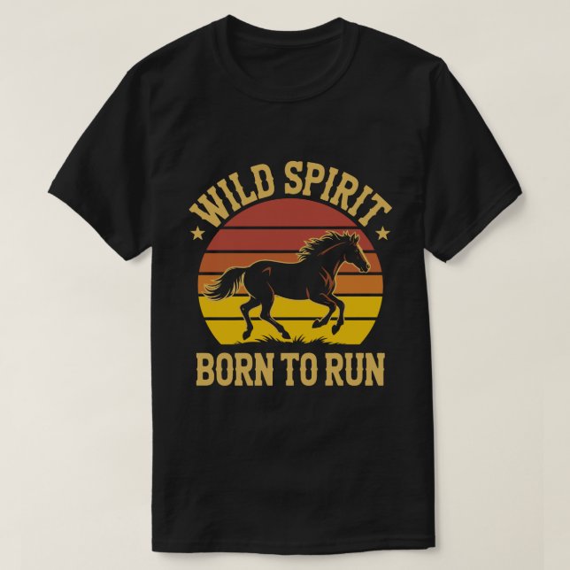 Camiseta Retro Cavalo Espírito Selvagem (Frente do Design)