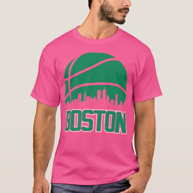 Camiseta Retro Celtics Basball Boston City Skyline (Frente)