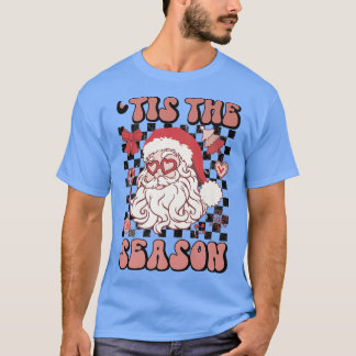 Camiseta Retro Checkered Tis The Season Santa Claus Christm